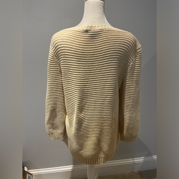 Ralph Lauren 100% Cotton Ivory Cream Boatneck Knit Sweater Size XL - Picture 3 of 8